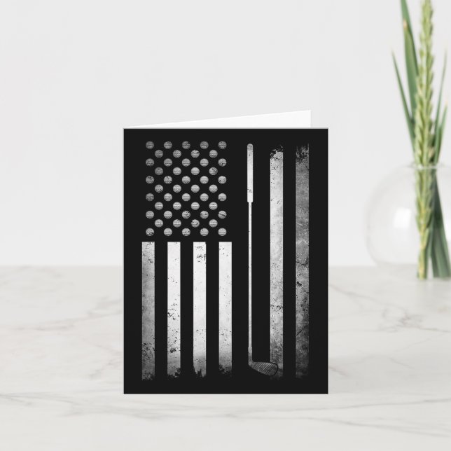 Golf Golfer American Flag Golf Flat Funny Golf  Card (Front)