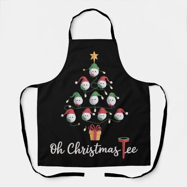 Golf Golfer Funny Golfing Oh Christmas Tee Apron (Front)