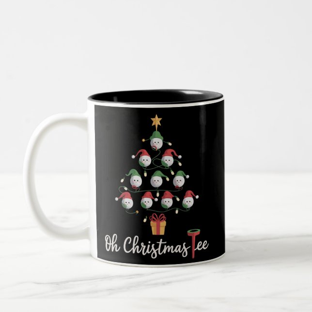 Golf Golfer Funny Golfing Oh Christmas Tee Two-Tone Coffee Mug (Left)