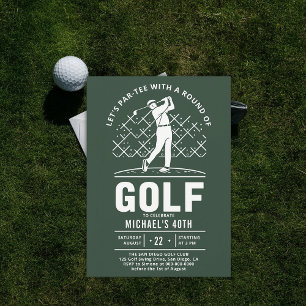 Golf Golfer Golfing Elegant Modern 40th Birthday Invitation