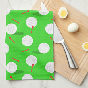Golf Golfer Golfing, Fun Golf Balls and Tees Tea Towel