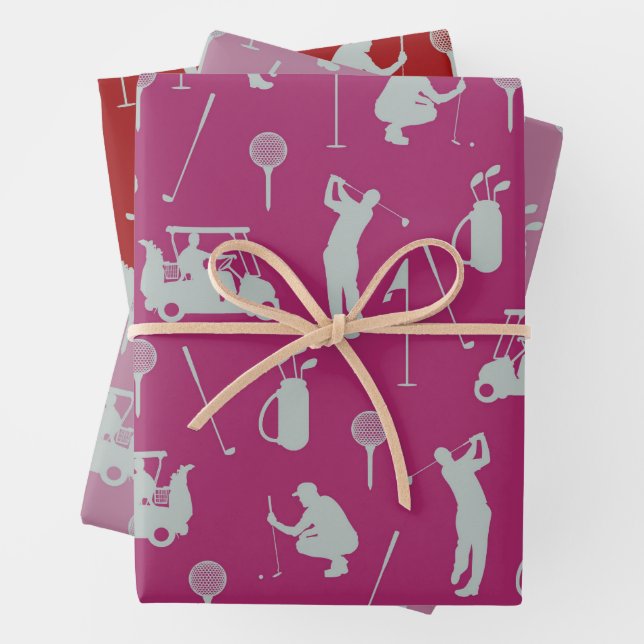 Golf Golfer Golfing Golf Cart and Bag  Wrapping Paper Sheet (In situ)