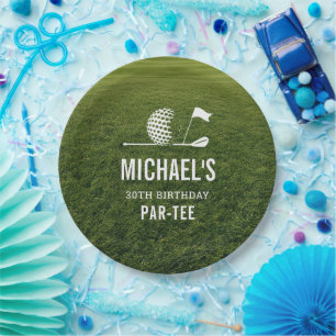 Golf Golfer Golfing Minimalist Men 30th Birthday Paper Plate