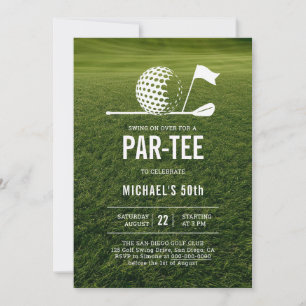 Golf Golfer Golfing Minimalist Men 50th Birthday  Invitation