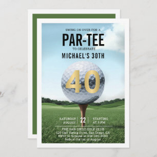 Golf Golfer Golfing Modern Men 40th Birthday Invitation