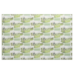Golf Golfer Golfing Watercolor Basketweve Pattern Fabric