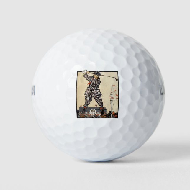 Golf Golfer Vintage Antique Golfing Balls (Front)