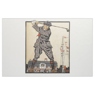 Golf Golfer Vintage Antique Golfing Fabric