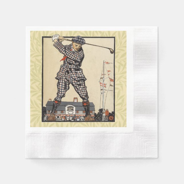Golf Golfer Vintage Antique Golfing Napkin (Front)