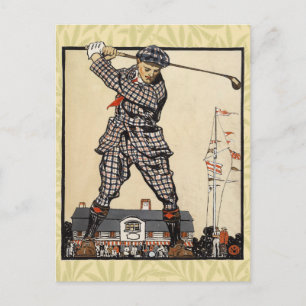 Golf Golfer Vintage Antique Golfing Postcard
