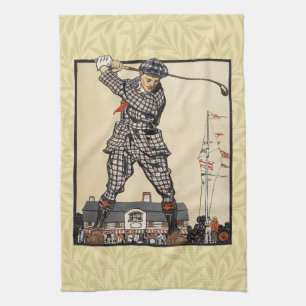 Golf Golfer Vintage Antique Golfing Tea Towel