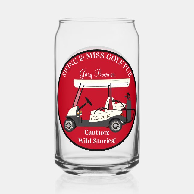Golf Golfing Cart Drinkware Set Can Glass (Front)