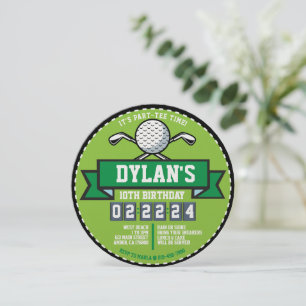 GOLF GOLFING GAME Sports Kids Birthday Party Round Invitation