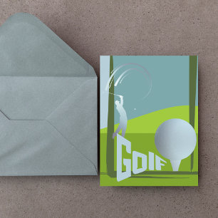 Golf golfing golfer club resort green greeting postcard