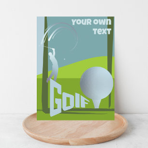 Golf golfing golfer resort club text greeting postcard