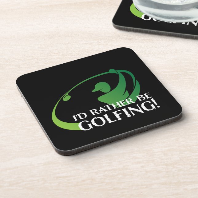 Golf Golfing Modern Golfer Game Sports Black Green Coaster (Left Side)