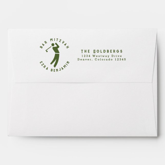 Golf Golfing Theme Golf Bar Mitzvah Envelope (Back (Top Flap))