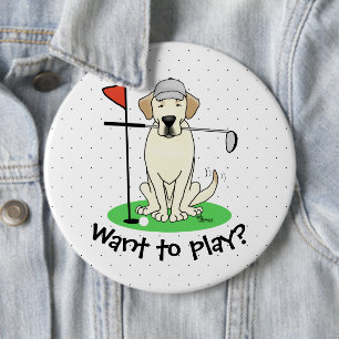Golf Golfing Yellow Lab Labrador Retriever Dog 6 Cm Round Badge