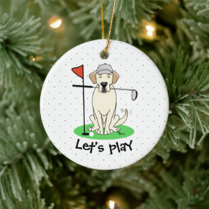 Golf Golfing Yellow Lab Labrador Retriever Dog Ceramic Ornament