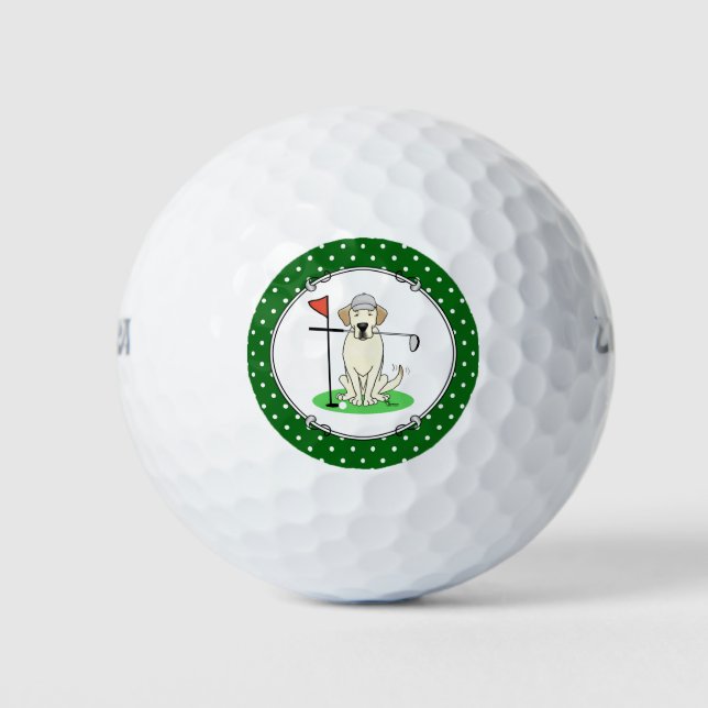 Golf Golfing Yellow Lab Labrador Retriever Dog Golf Balls (Front)