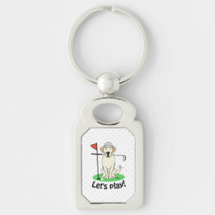 Golf Golfing Yellow Lab Labrador Retriever Dog Key Ring