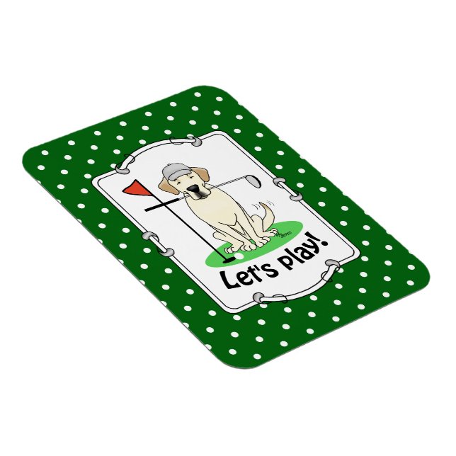 Golf Golfing Yellow Lab Labrador Retriever Dog Magnet (Right Side)