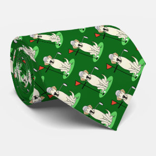 Golf Golfing Yellow Lab Labrador Retriever Dog Tie