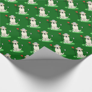 Golf Golfing Yellow Lab Labrador Retriever Dog Wrapping Paper