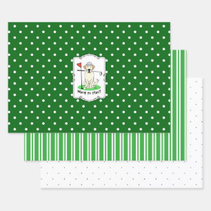Golf Golfing Yellow Lab Labrador Retriever Dog Wrapping Paper Sheet