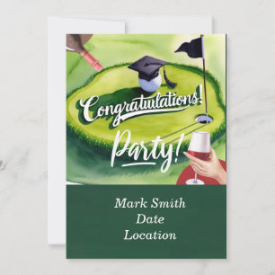Golf Graduation Congratulations Party on green Invitation