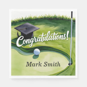 Golf Graduation Congratulations Party on green Napkin