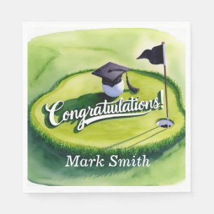Golf Graduation Congratulations Party on green Napkin