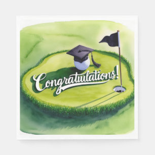 Golf Graduation Congratulations Party on green Napkin