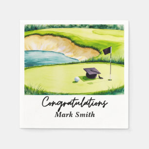 Golf Graduation for golfer on golf course Napkin