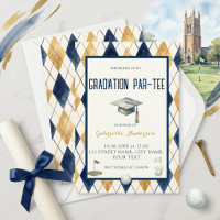Golf Graduation Par-Tee Green Argyle Watercolor