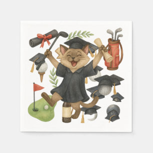 Golf Graduation themed for Cat Lover Golfer Napkin