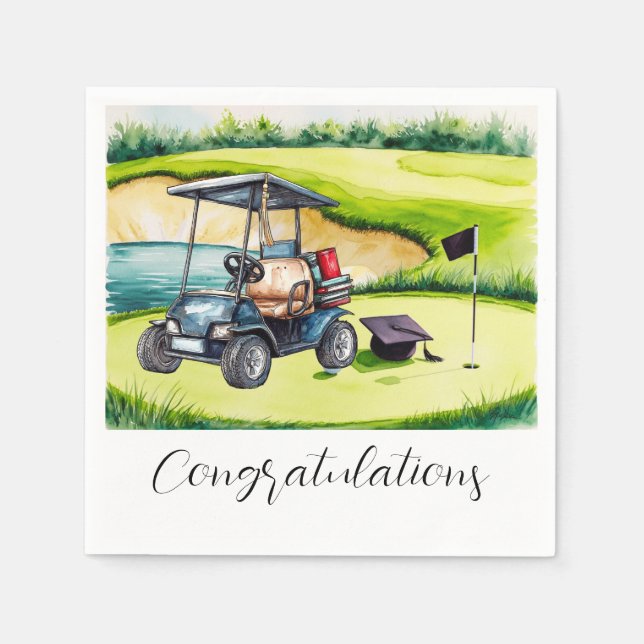 Golf Graduation themed for golfer on putting green Napkin (Front)