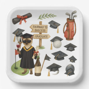 Golf Graduation themed for golfer on putting green Paper Plate