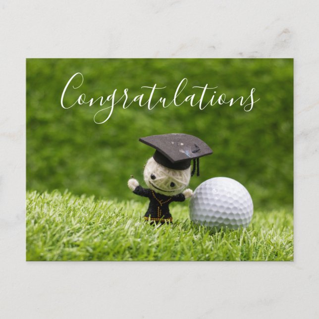 Golf Graduation with Congratulations with ball Postcard (Front)