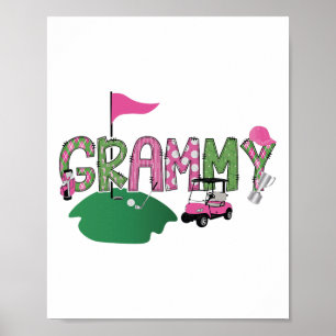 Golf Grammy Hole In One Golf 1st Birthday Party Poster