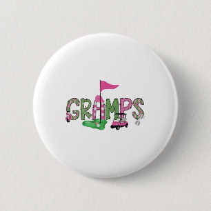 Golf Gramps Pink Hole In One Golf 1st Birthday Gir 6 Cm Round Badge