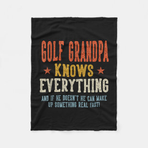 Golf grandpa knows everything father's day retro fleece blanket