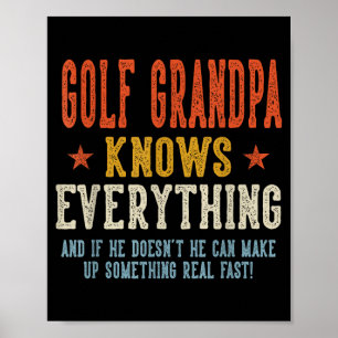 Golf grandpa knows everything father's day retro poster