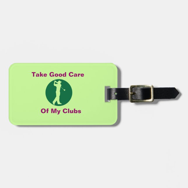 Golf  Green "Light Green" Personalised Bag Tag (Front Horizontal)