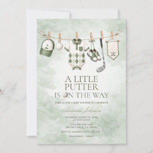 GOLF Green Little Putter Baby Shower Invitation
