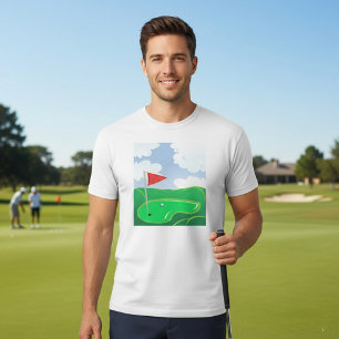 Golf Green with Red Flag and Ball T-Shirt