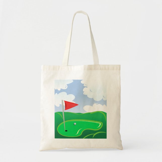 Golf Green with Red Flag and Ball Tote Bag (Front)