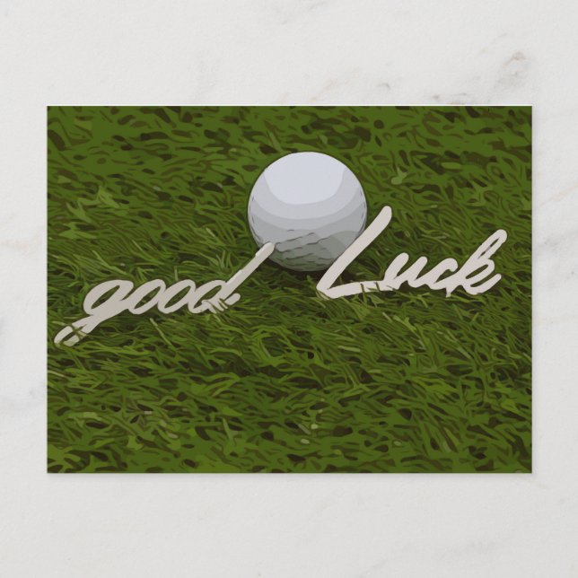 Golf greeting golf ball good luck by hand writing postcard (Front)