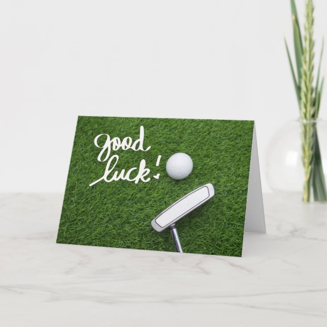 Golf greeting golf ball  good luck card (Front)