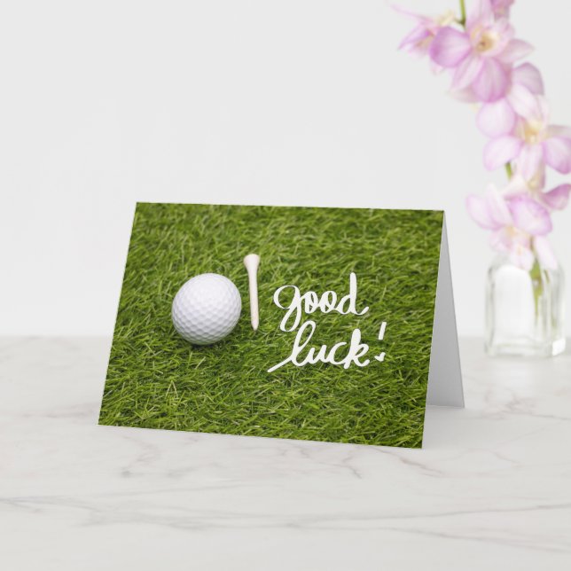 Golf greeting golf ball  good luck hand writing ca card (Orchid)